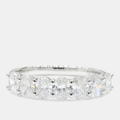 Pre-owned Atelier D' Excellence 1.50 Cts Oval Lab Grown Diamonds 14k White Gold 7 Stone Wedding Band Eu 54.5