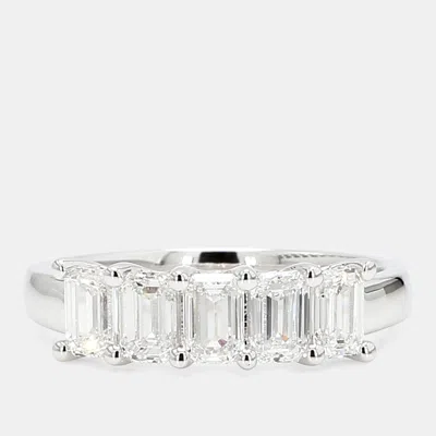 Pre-owned Atelier D' Excellence 1.500 Cts Emerald Lab Grown Diamonds 14k White Gold 5 Stone Wedding Band