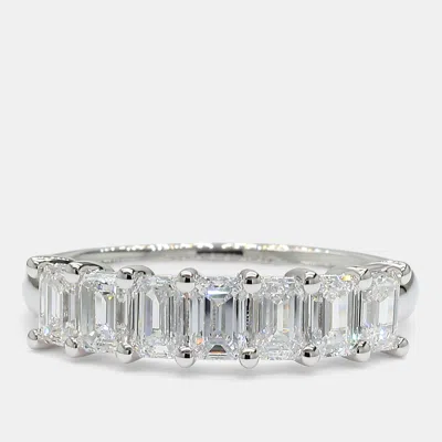 Pre-owned Atelier D' Excellence 1.51 Cts Emerald Lab Grown Diamonds 14k White Gold 7 Stone Wedding Band