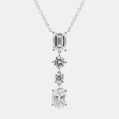 Pre-owned Atelier D' Excellence 1.86 Cts Lab Grown Diamond 14k White Gold Fancy Mix Drop Pendant Necklace