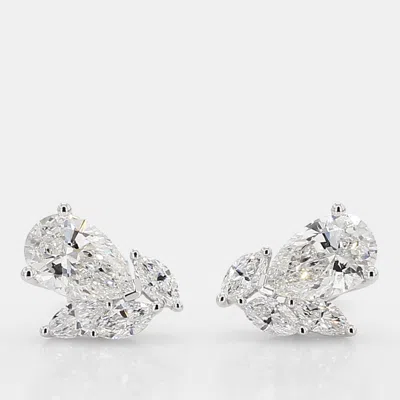 Pre-owned Atelier D' Excellence 1.98 Cts Lab Grown Diamond 14k White Gold Fancy Mix Studs