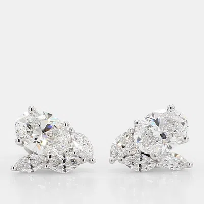 Pre-owned Atelier D' Excellence 1.99 Cts Lab Grown Diamond 14k White Gold Fancy Mix Studs