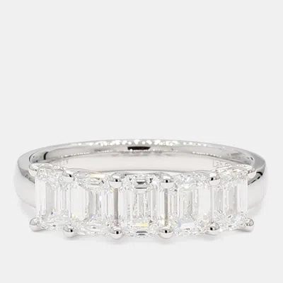 Pre-owned Atelier D' Excellence 2.00 Cts Emerald Lab Grown Diamonds 14k White Gold 5 Stone Wedding Band