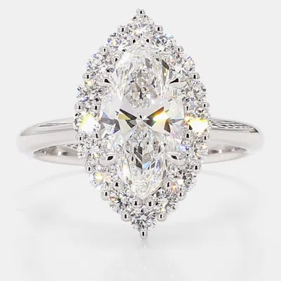 Pre-owned Atelier D' Excellence 2.00 Cts Marquise Lab Grown Diamonds 14k White Gold Halo Pave Engagement Ring