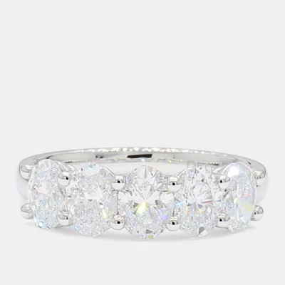Pre-owned Atelier D' Excellence 2.00 Cts Oval Lab Grown Diamonds 14k White Gold 5 Stone Wedding Band