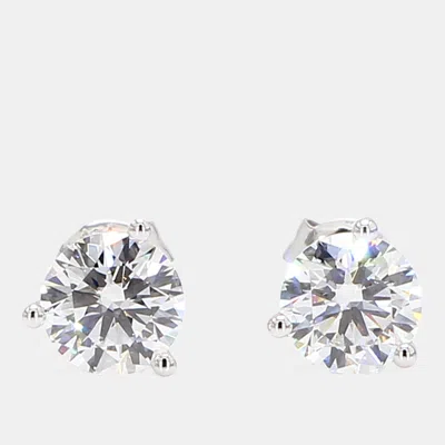 Pre-owned Atelier D' Excellence 2.00 Cts Round Lab Grown Diamonds 14k White Gold 3 Prong Martini Studs