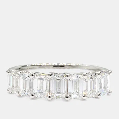 Pre-owned Atelier D' Excellence 2.01 Cts Emerald Lab Grown Diamonds 14k White Gold 7 Stone Wedding Band Eu 54.5