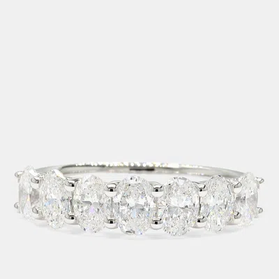 Pre-owned Atelier D' Excellence 2.02 Cts Oval Lab Grown Diamonds 14k White Gold 7 Stone Wedding Band Us 7
