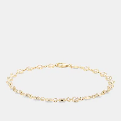 Pre-owned Atelier D' Excellence 2.02 Cts Round Lab Grown Diamonds 14k Yellow Gold Halo Tennis Bracelet