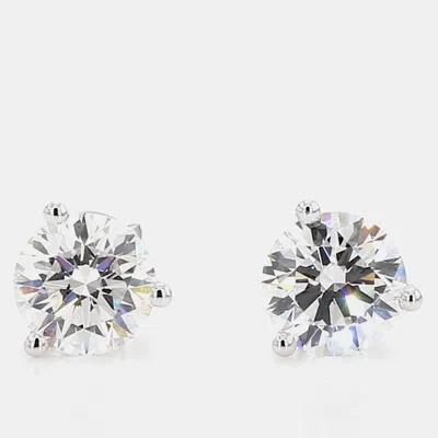 Pre-owned Atelier D' Excellence 2.50 Cts Round Lab Grown Diamond 14k White Gold 3 Prong Martini Studs