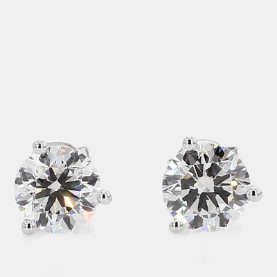 Pre-owned Atelier D' Excellence 2.50 Cts Round Lab Grown Diamonds 14k White Gold 3 Prong Martini Studs