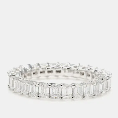 Pre-owned Atelier D' Excellence 2.97 Cts Emerald Lab Grown Diamond 14k White Gold Eternity Band Us 7