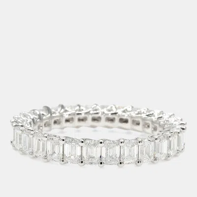 Pre-owned Atelier D' Excellence 2.97 Cts Emerald Lab Grown Diamonds 14k White Gold Eternity Band Eu 54.5