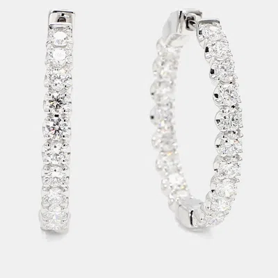 Pre-owned Atelier D' Excellence 3.00 Cts Round Lab Grown Diamonds 14k White Gold Inside-out Hoops