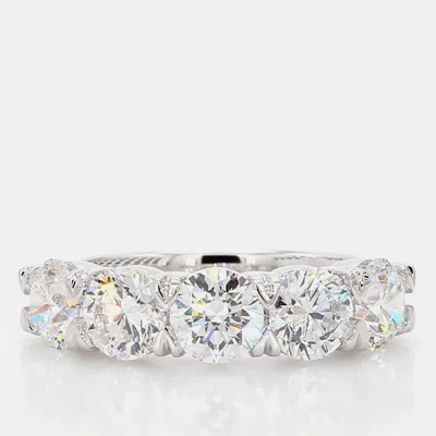 Pre-owned Atelier D' Excellence 3.02 Cts Round Lab Grown Diamond 14k White Gold 5 Stone Wedding Band Us 7