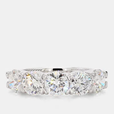 Pre-owned Atelier D' Excellence 3.02 Cts Round Lab Grown Diamonds 14k White Gold 5 Stone Wedding Band Us 7
