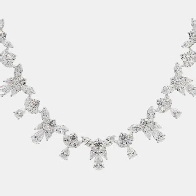Pre-owned Atelier D' Excellence 33.06 Cts Cluster Lab Grown Diamond 14k White Gold Mix Necklace