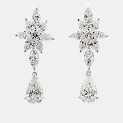 Pre-owned Atelier D' Excellence 3.50 Cts Lab Grown Diamond 14k White Gold Fancy Mix Earrings