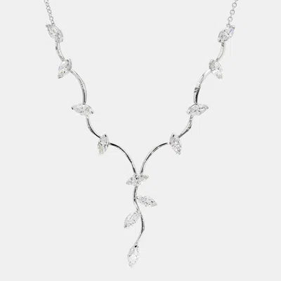 Pre-owned Atelier D' Excellence 3.72 Cts Marquise Lab Grown Diamond 14k White Gold Vine Necklace