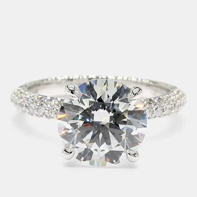 Pre-owned Atelier D' Excellence 3.81 Round Lab Grown Diamonds 14k White Gold Pave Engagement Ring