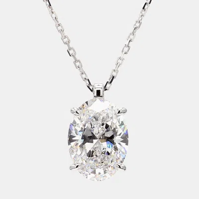 Pre-owned Atelier D' Excellence 4.00 Cts Oval Lab Grown Diamonds 14k White Gold Solitaire Pendant