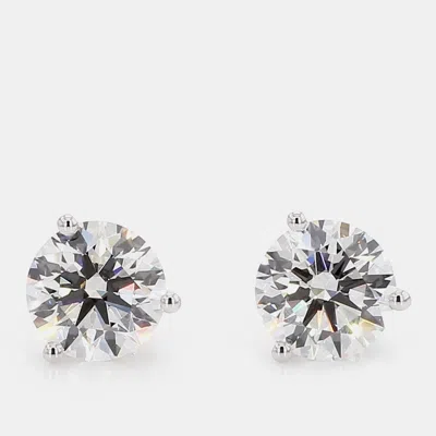 Pre-owned Atelier D' Excellence 4.00 Cts Round Lab Grown Diamond 14k White Gold 3 Prong Martini Studs