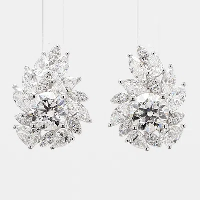 Pre-owned Atelier D' Excellence 4.04 Cts Lab Grown Diamond 14k White Gold Fancy Mix Studs
