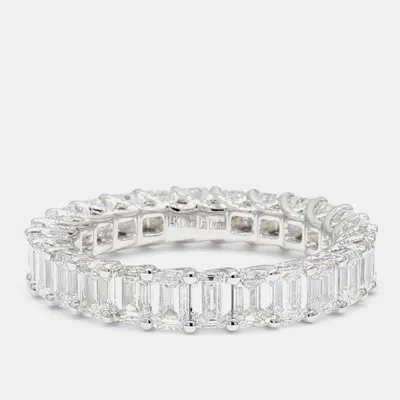 Pre-owned Atelier D' Excellence 4.16 Cts Emerald Lab Grown Diamond 14k White Gold Eternity Band Us 7