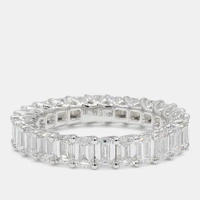 Pre-owned Atelier D' Excellence 4.16 Cts Emerald Lab Grown Diamonds 14k White Gold Eternity Band Eu 54.5