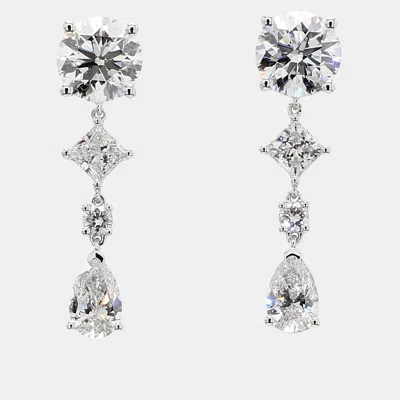 Pre-owned Atelier D' Excellence 4.28 Cts Lab Grown Diamond 14k White Gold Fancy Mix Earrings