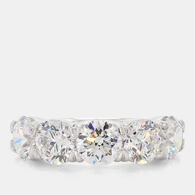Pre-owned Atelier D' Excellence 5.00 Cts Round Lab Grown Diamonds 14k White Gold 5 Stone Wedding Band