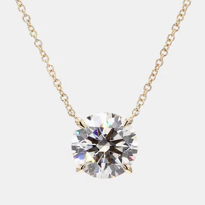 Pre-owned Atelier D' Excellence 5.36 Cts Round Lab Grown Diamonds 14k Yellow Gold Solitaire Pendant