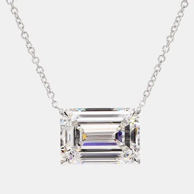 Pre-owned Atelier D' Excellence 6.05 Cts Emerald Lab Grown Diamonds 14k White Gold Solitaire Pendant