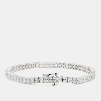 Pre-owned Atelier D' Excellence 6.20 Cts Oval Lab Grown Diamonds 14k White Gold Basket Tennis Bracelet