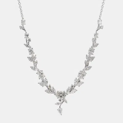 Pre-owned Atelier D' Excellence 7.09 Cts Lab Grown Diamond 14k White Gold Mix Floral Necklace