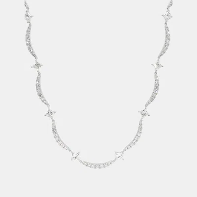 Pre-owned Atelier D' Excellence 7.98 Cts Lab Grown Diamond 14k White Gold Mix Curved Bar Station Necklace