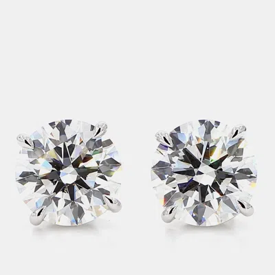 Pre-owned Atelier D' Excellence 9.07 Cts Round Lab Grown Diamond 14k White Gold 4 Prong Basket Studs