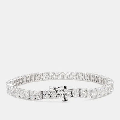 Pre-owned Atelier D' Excellence 9.8cts Oval Lab Grown Diamonds 14k White Gold Basket Tennis Bracelet