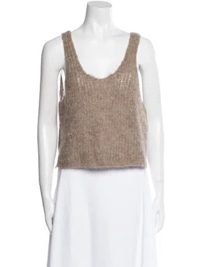Pre-owned Atelier Delphine Alpaca Scoop Neck Crop Top In Neutral