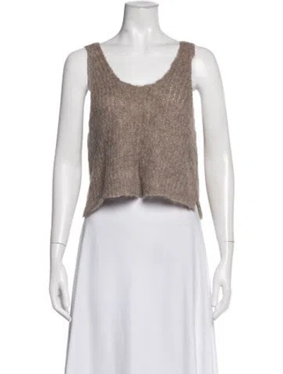 Pre-owned Atelier Delphine Alpaca Scoop Neck Crop Top In Neutrals