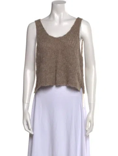 Pre-owned Atelier Delphine Alpaca Scoop Neck Sweater In Brown