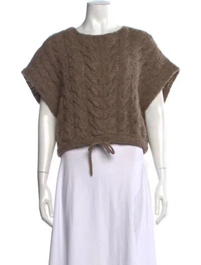 Pre-owned Atelier Delphine Baby Alpaca Crew Neck Sweater In Brown
