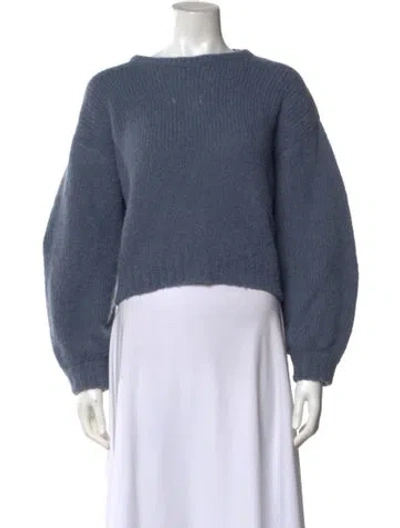 Pre-owned Atelier Delphine Baby Alpaca Scoop Neck Sweater In Blue
