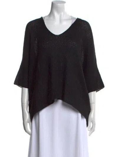 Pre-owned Atelier Delphine Baby Alpaca V-neck Sweater In Black