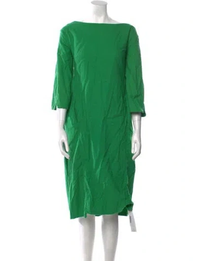Pre-owned Atelier Delphine Bateau Neckline Midi Length Dress In Green