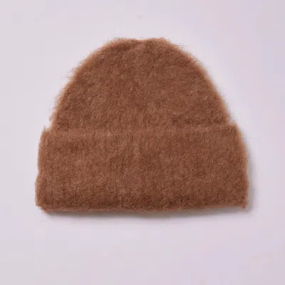 Atelier Delphine Brushed Alpaca Beanie In Brown