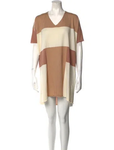 Pre-owned Atelier Delphine Colorblock Pattern Mini Dress In Neutral