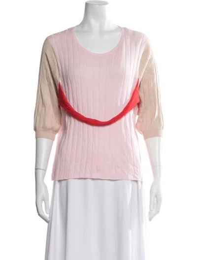 Pre-owned Atelier Delphine Colorblock Pattern Scoop Neck Top In Pink
