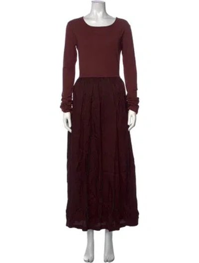 Pre-owned Atelier Delphine Crew Neck Long Dress In Burgundy