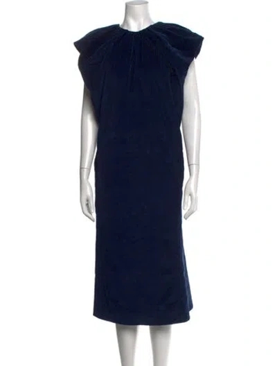 Pre-owned Atelier Delphine Crew Neck Midi Length Dress In Blue